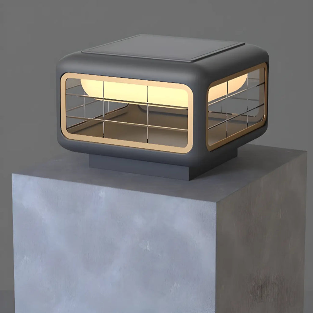 Lampadaires d'extérieur modernes carrés en métal gris solaire