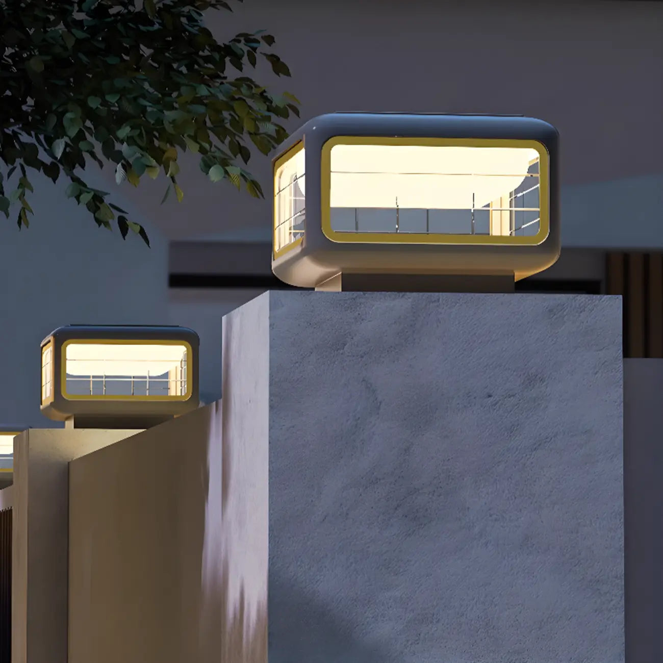 Lampadaires d'extérieur modernes carrés en métal gris solaire