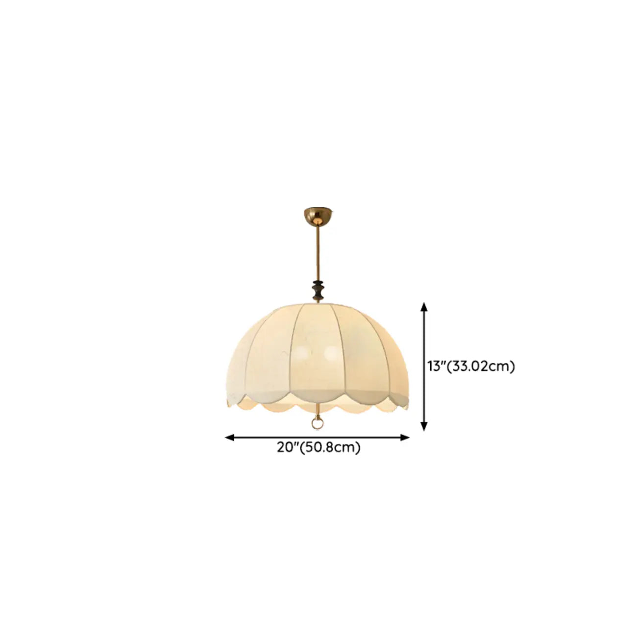 Lampadario elegante con paralume a cupola in tessuto bianco vintage
