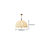 Lampadario elegante con paralume a cupola in tessuto bianco vintage