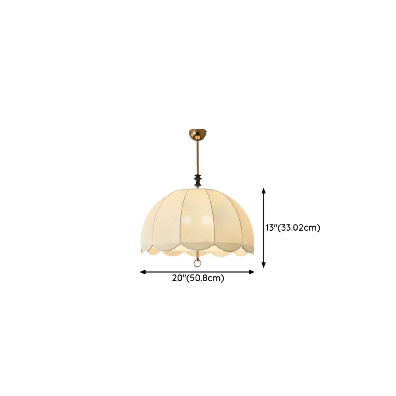 Lampadario elegante con paralume a cupola in tessuto bianco vintage