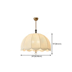 Lampadario elegante con paralume a cupola in tessuto bianco vintage