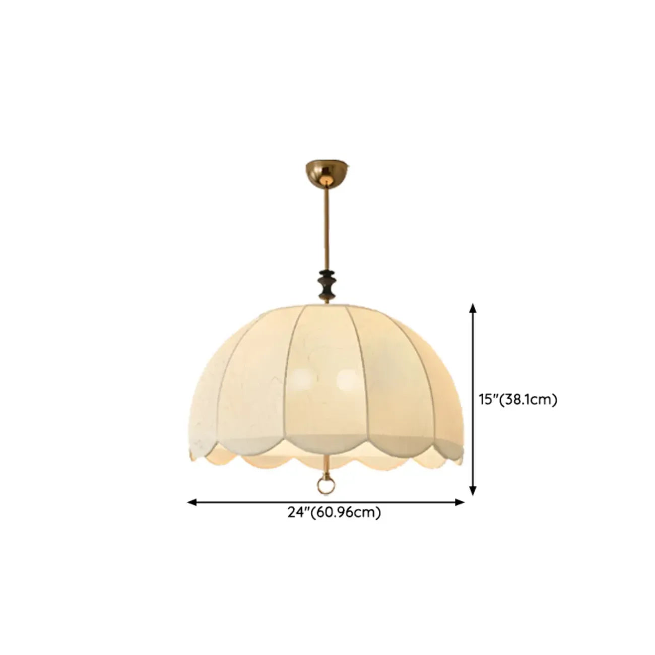 Lampadario elegante con paralume a cupola in tessuto bianco vintage