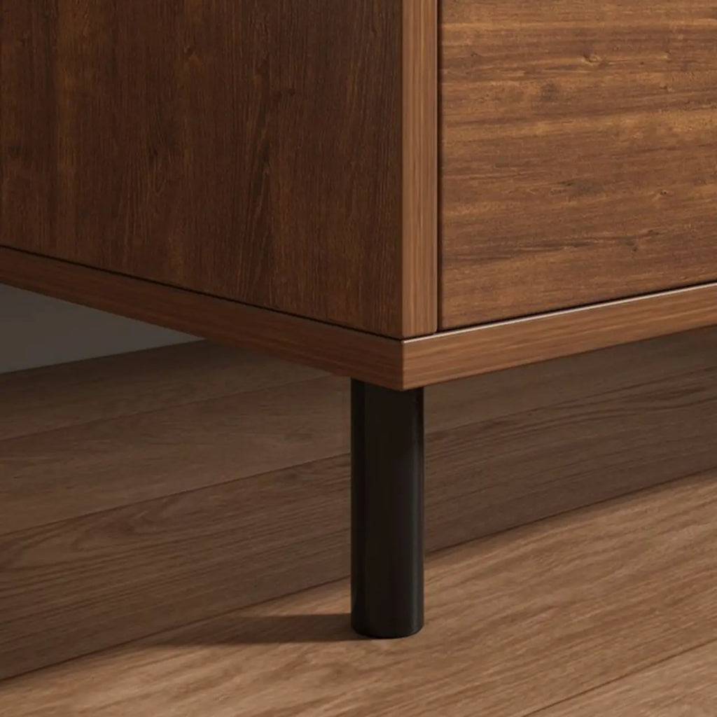 Table de chevet minimaliste en bois marron avec plateau et 2 tiroirs