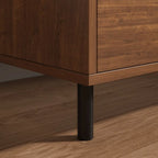 Table de chevet minimaliste en bois marron avec plateau et 2 tiroirs