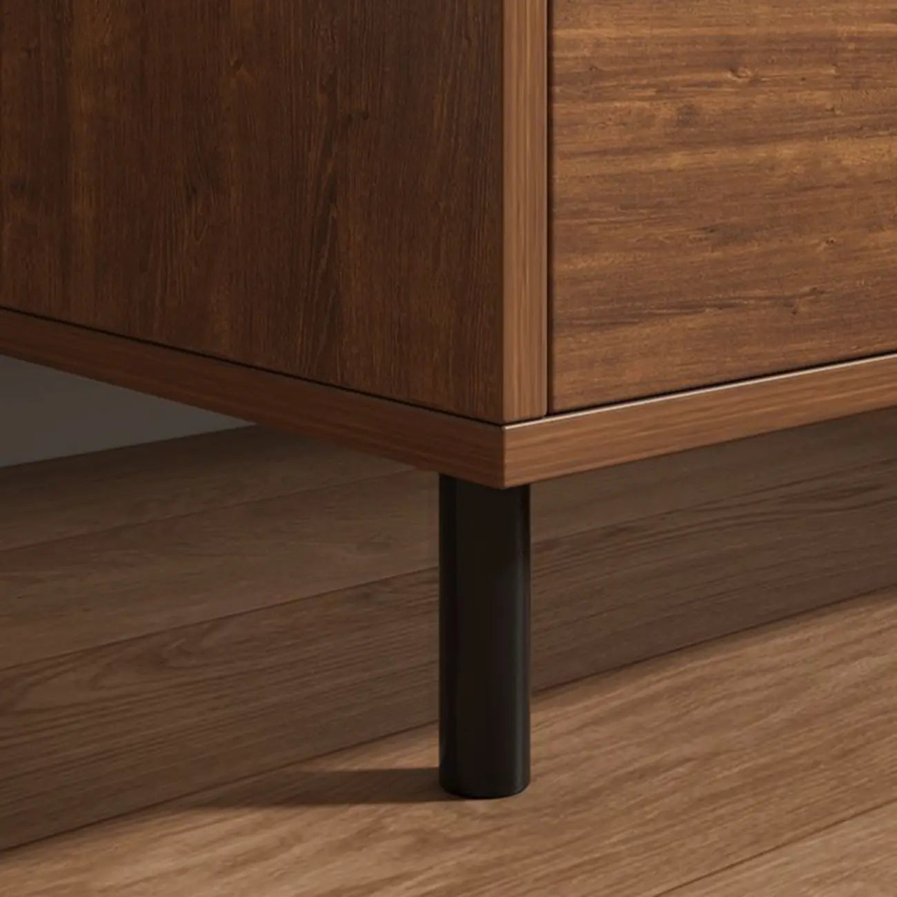 Table de chevet minimaliste en bois marron avec plateau et 2 tiroirs