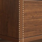 Table de chevet minimaliste en bois marron avec plateau et 2 tiroirs