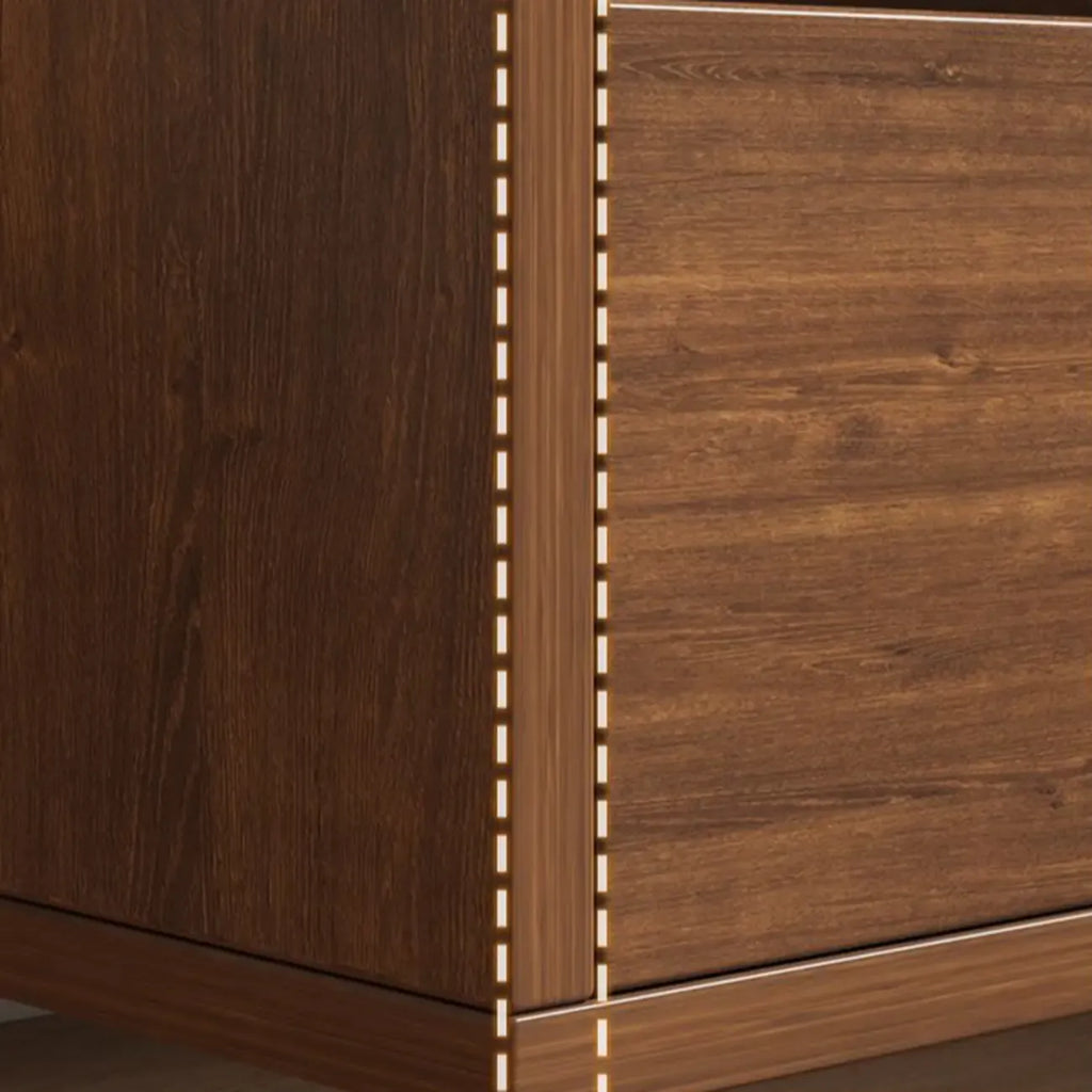 Table de chevet minimaliste en bois marron avec plateau et 2 tiroirs