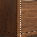 Table de chevet minimaliste en bois marron avec plateau et 2 tiroirs