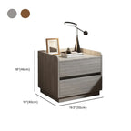 Table de chevet minimaliste en bois marron avec plateau et 2 tiroirs
