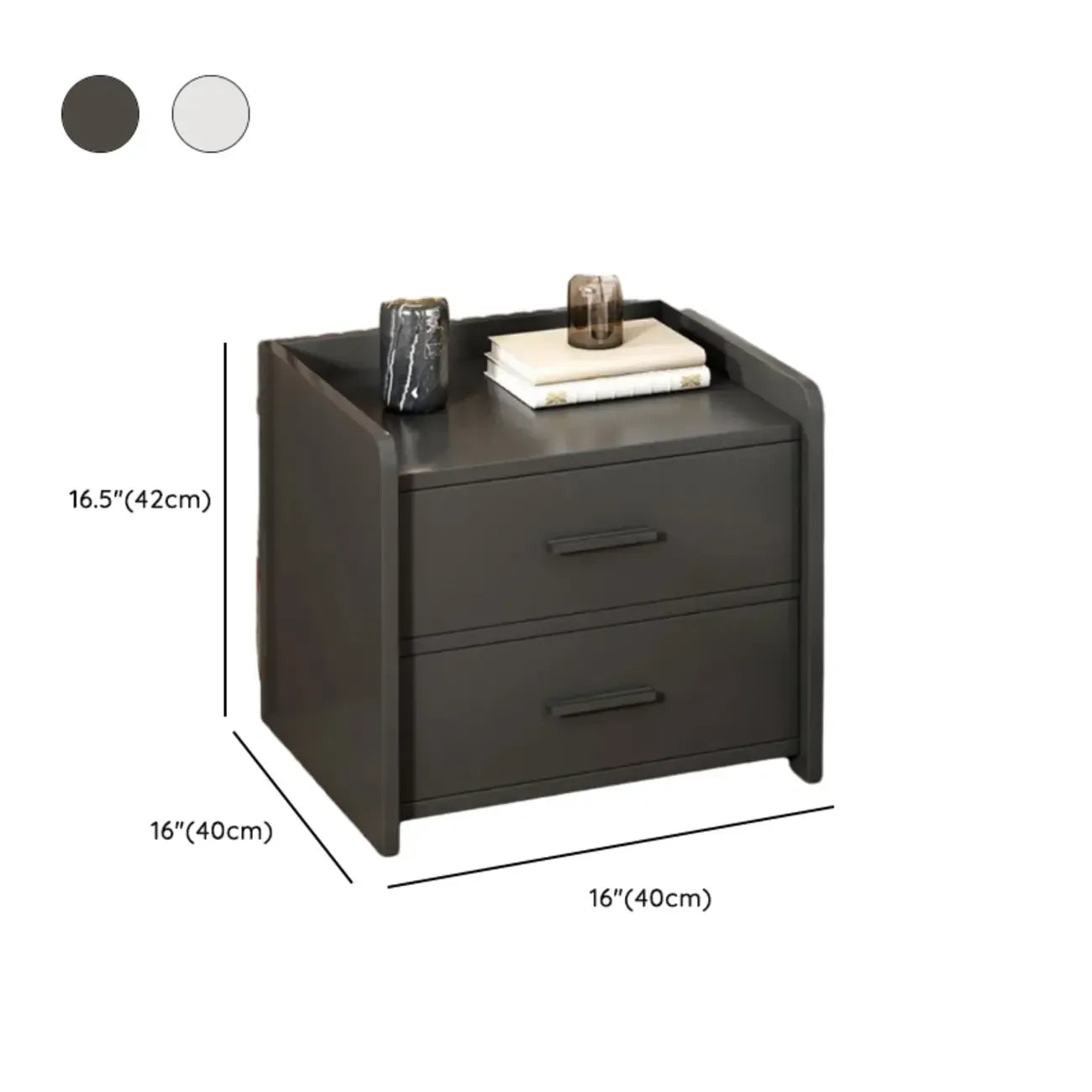 Table de chevet minimaliste en bois marron avec plateau et 2 tiroirs