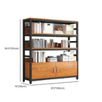 Bibliothèque verticale en bois marron à plusieurs étagères avec armoire