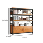 Bibliothèque verticale en bois marron à plusieurs étagères avec armoire