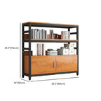 Bibliothèque verticale en bois marron à plusieurs étagères avec armoire