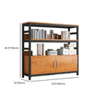 Bibliothèque verticale en bois marron à plusieurs étagères avec armoire