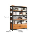 Bibliothèque verticale en bois marron à plusieurs étagères avec armoire
