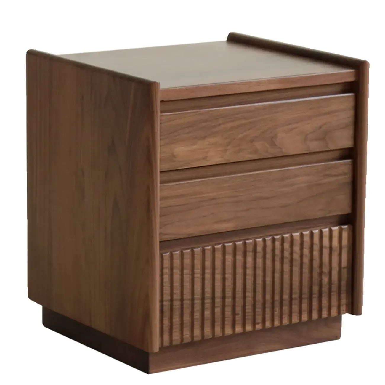 Comodino scandinavo a 3 cassetti in legno di noce