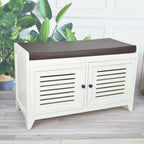 Banc à chaussures rembourré en bois avec meuble d'entrée