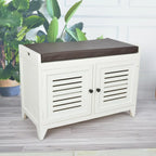 Banc à chaussures rembourré en bois avec meuble d'entrée