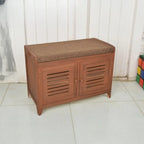 Banc à chaussures rembourré en bois avec meuble d'entrée