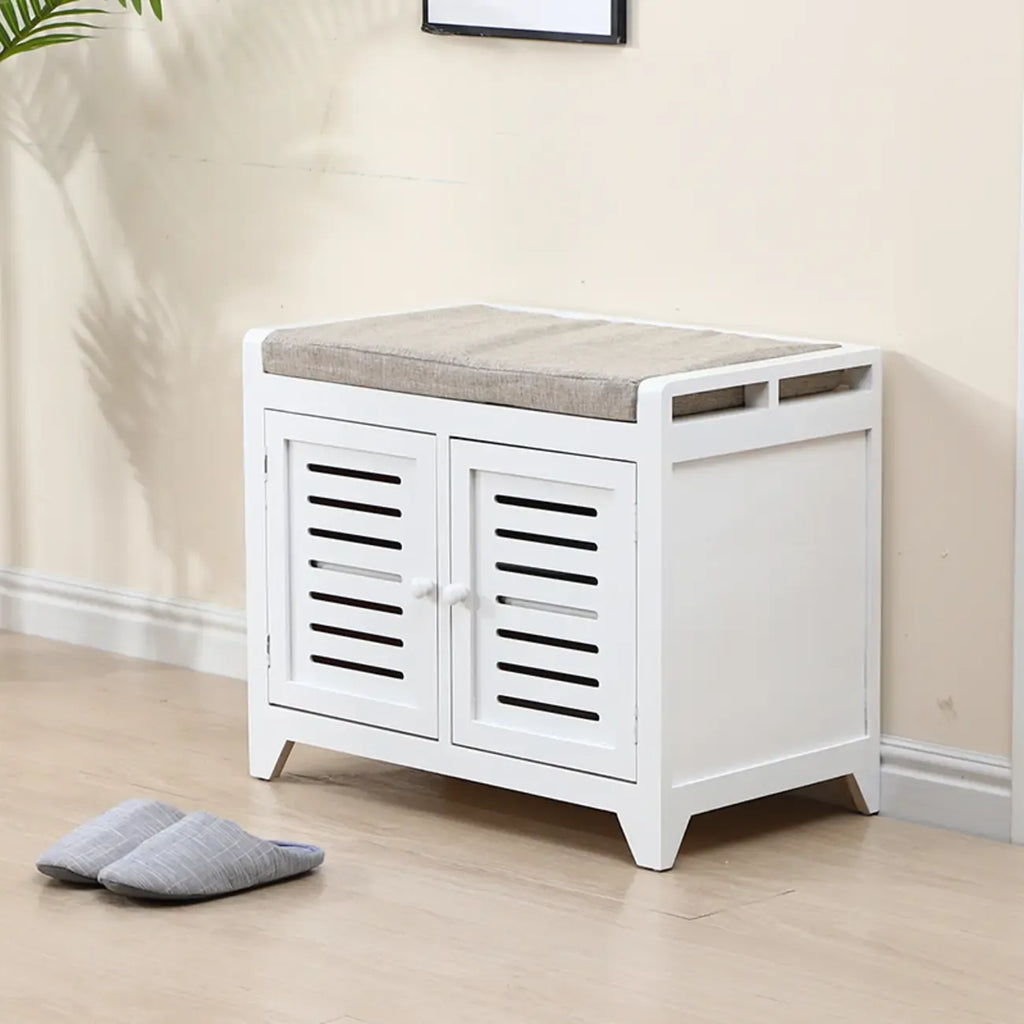 Banc à chaussures rembourré en bois avec meuble d'entrée