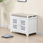 Banc à chaussures rembourré en bois avec meuble d'entrée