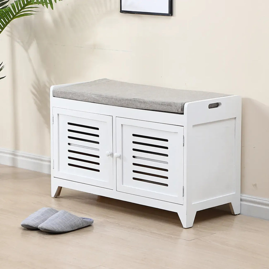 Banc à chaussures rembourré en bois avec meuble d'entrée