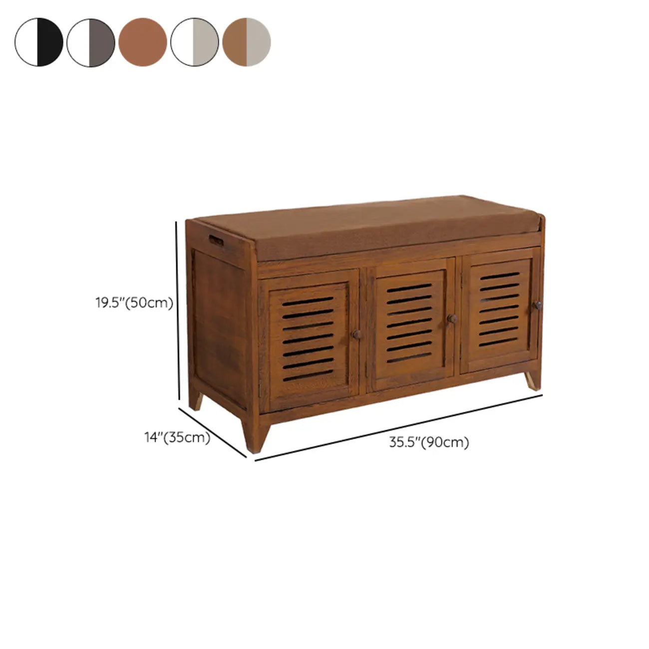 Banc à chaussures rembourré en bois avec meuble d'entrée