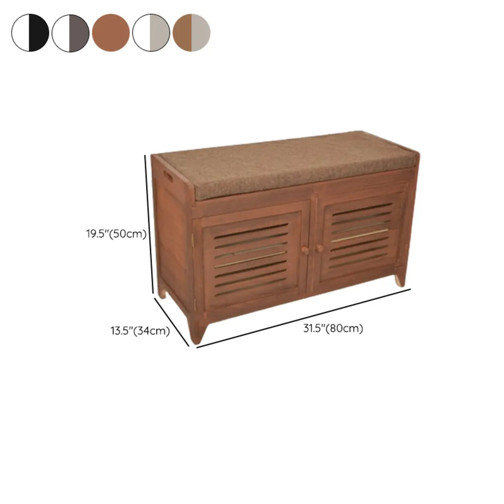 Banc à chaussures rembourré en bois avec meuble d'entrée