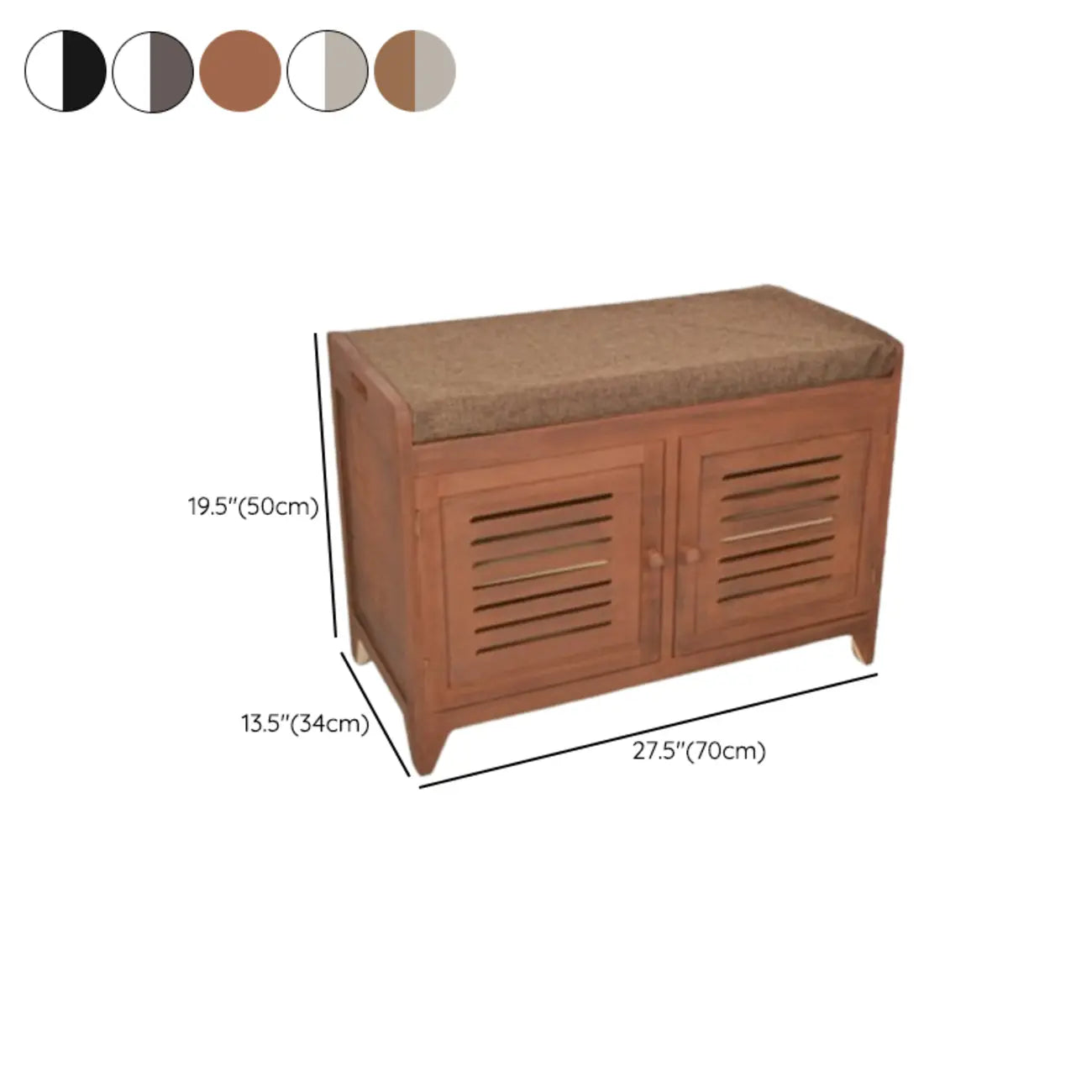 Banc à chaussures rembourré en bois avec meuble d'entrée