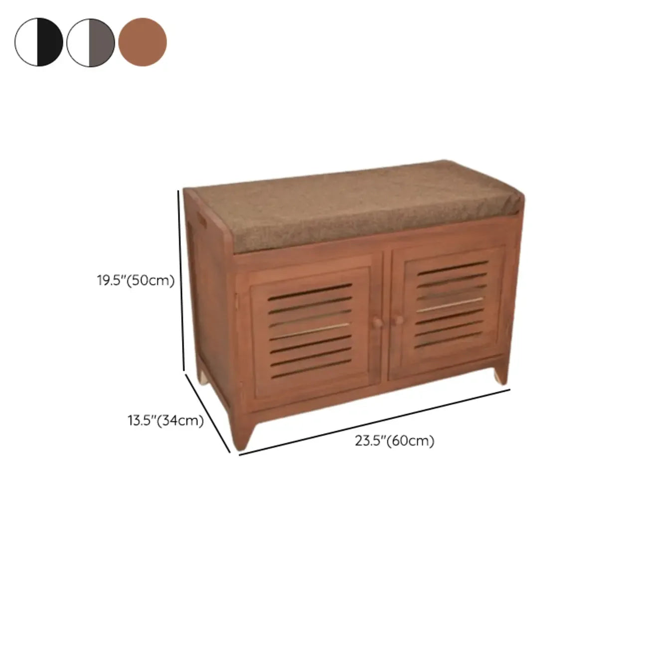 Banc à chaussures rembourré en bois avec meuble d'entrée