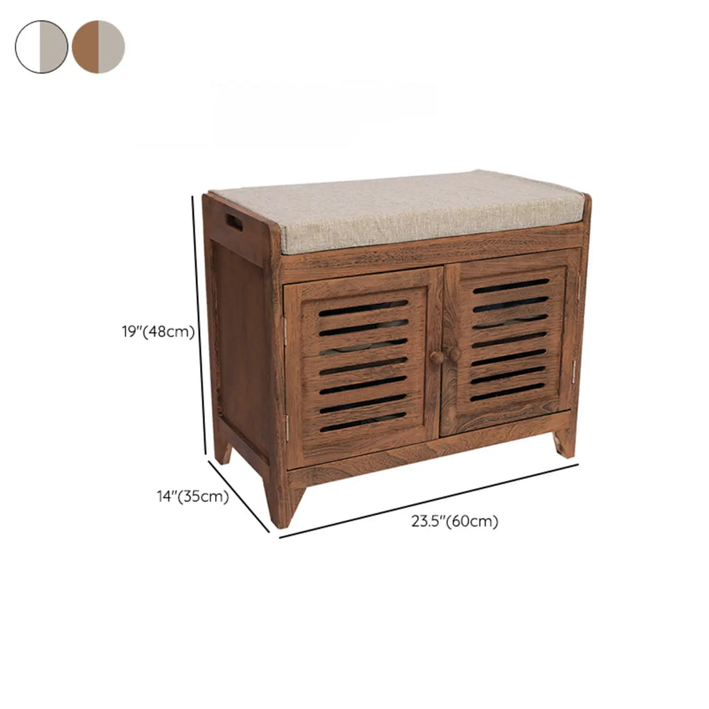 Banc à chaussures rembourré en bois avec meuble d'entrée