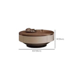 Table basse ronde élégante en bois marron à 2 tiroirs