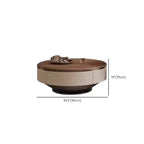 Table basse ronde élégante en bois marron à 2 tiroirs
