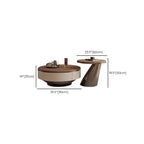 Table basse ronde élégante en bois marron à 2 tiroirs