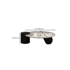Table basse ronde élégante en marbre blanc et bois