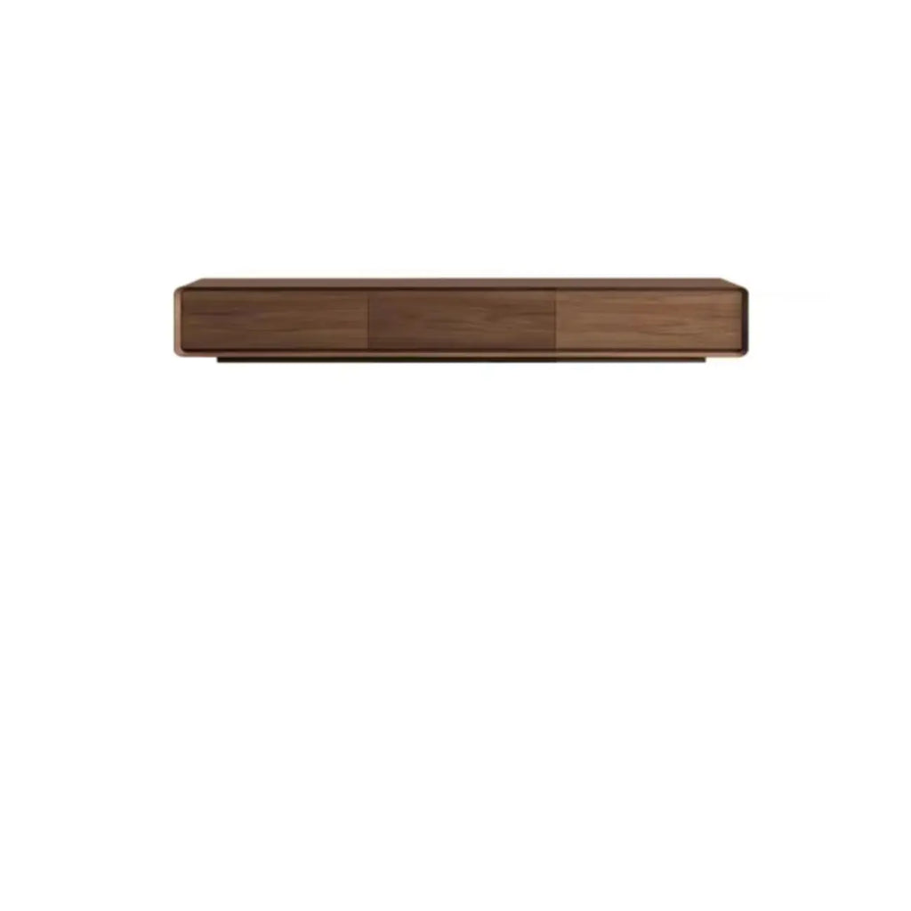 Meuble TV moderne en bois marron de 63 pouces avec système de gestion des câbles