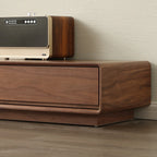 Meuble TV moderne en bois marron de 63 pouces avec système de gestion des câbles