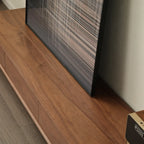 Meuble TV moderne en bois marron de 63 pouces avec système de gestion des câbles