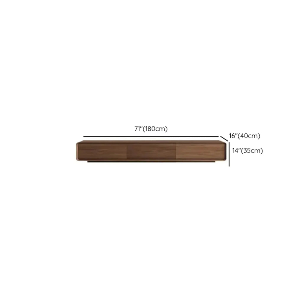 Meuble TV moderne en bois marron de 63 pouces avec système de gestion des câbles