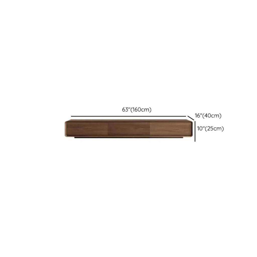Meuble TV moderne en bois marron de 63 pouces avec système de gestion des câbles