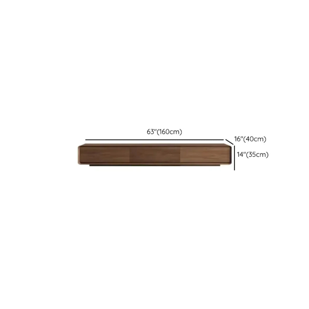 Meuble TV moderne en bois marron de 63 pouces avec système de gestion des câbles
