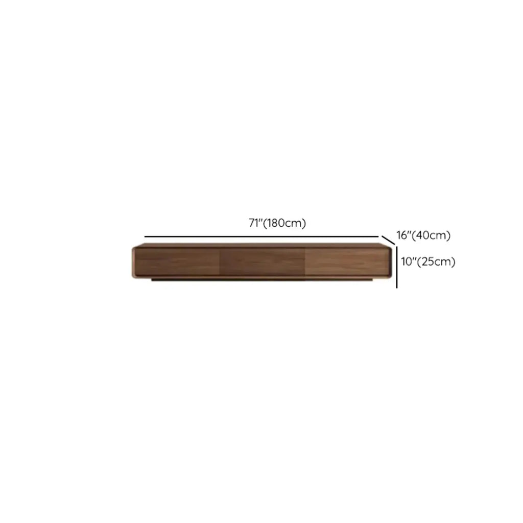 Meuble TV moderne en bois marron de 63 pouces avec système de gestion des câbles
