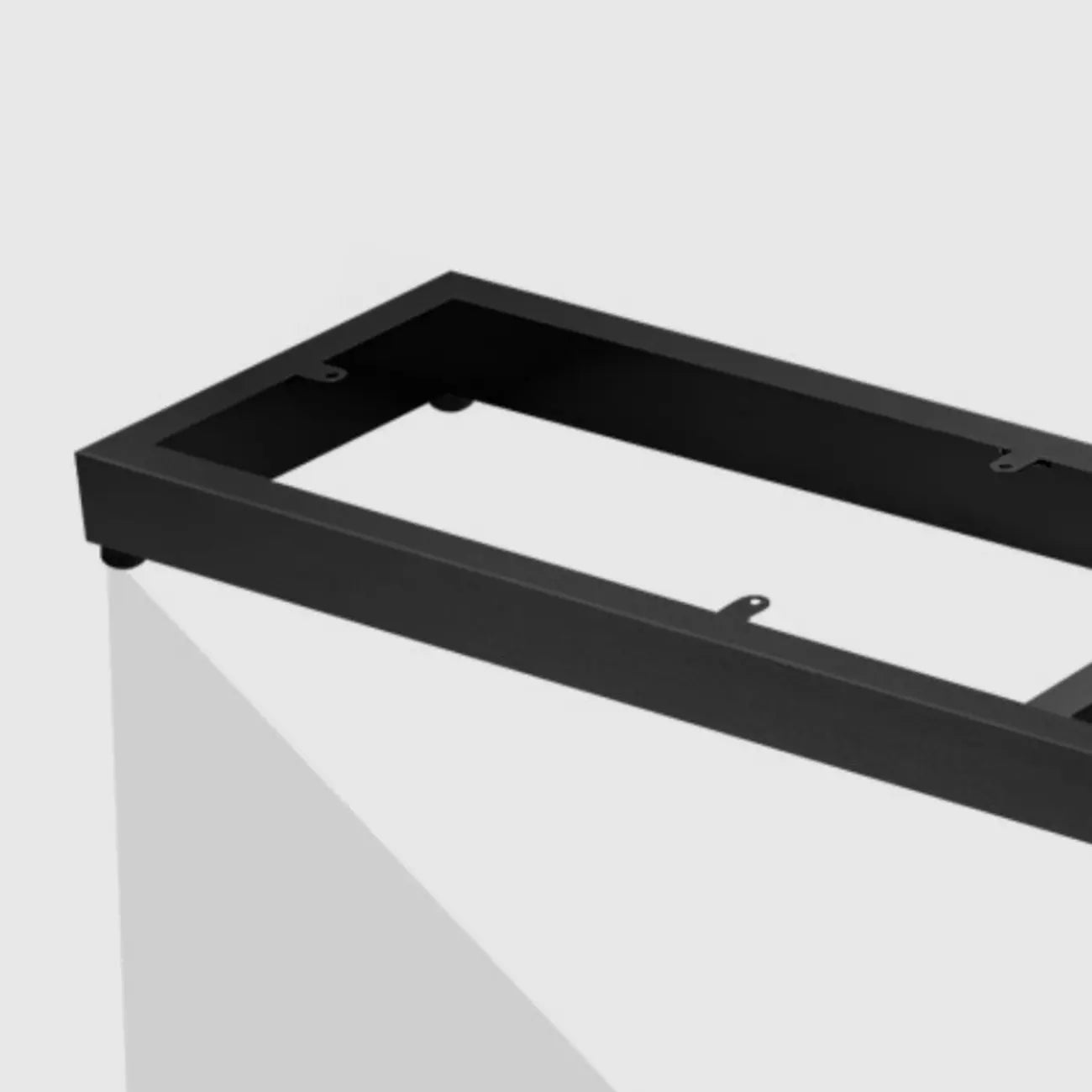 Meuble TV rectangulaire moderne en pierre noire avec tiroirs et éclairage LED