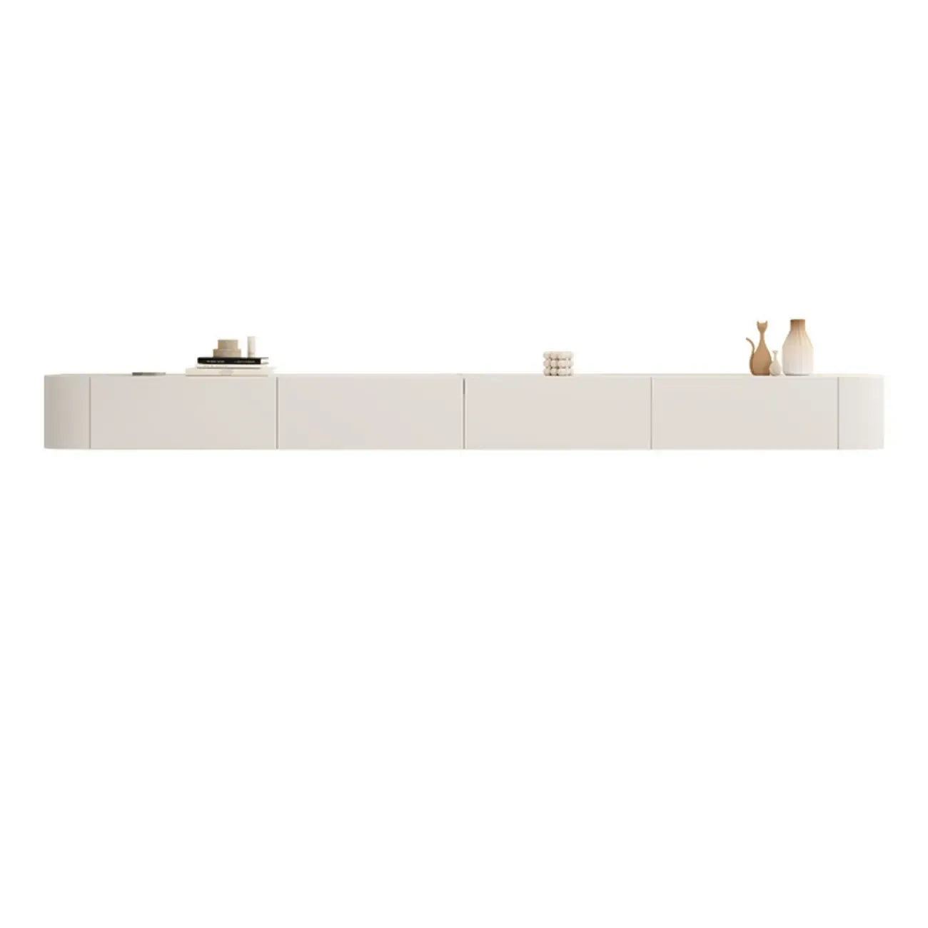 Mobile TV sospeso con luci LED, 79", bianco legno