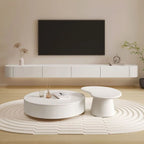 Mobile TV sospeso con luci LED, 79", bianco legno