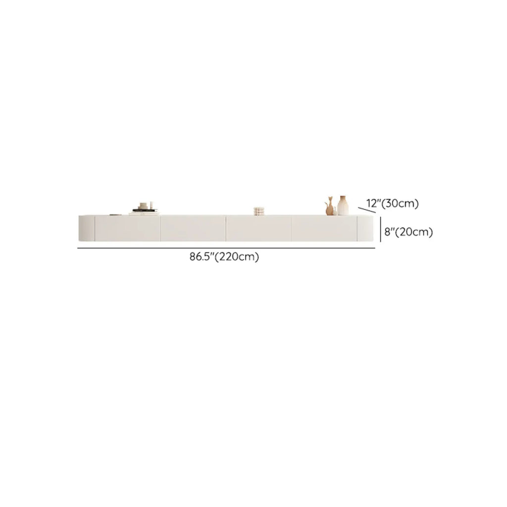 Mobile TV sospeso con luci LED, 79", bianco legno
