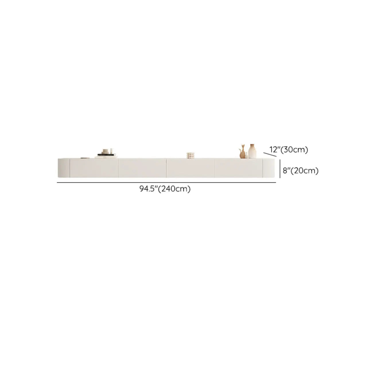 Mobile TV sospeso con luci LED, 79", bianco legno