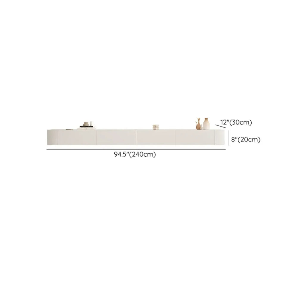 Mobile TV sospeso con luci LED, 79", bianco legno