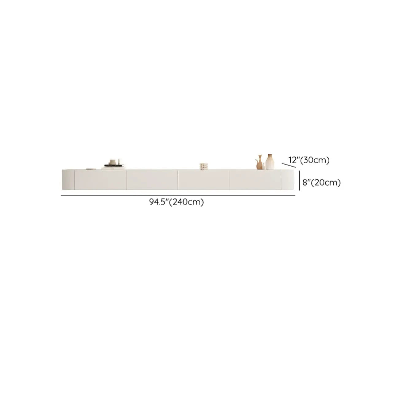Mobile TV sospeso con luci LED, 79", bianco legno